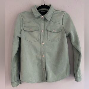 JOU JOU Premium Outerwear Faux Suede water resistant Shacket – Mint Green sizeS